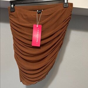 Brown Ruched Skirt